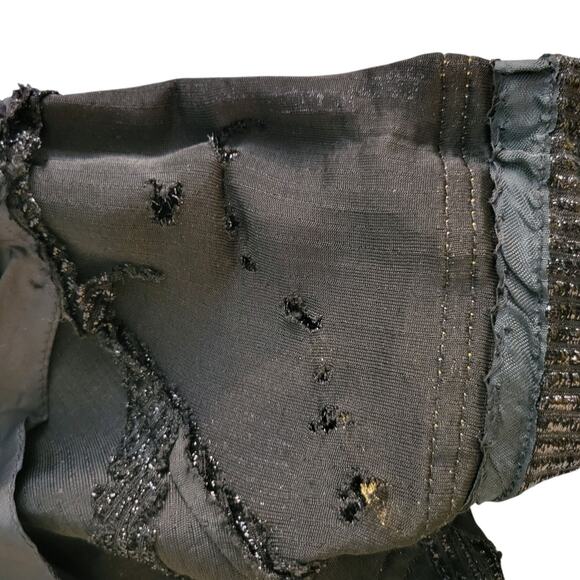 Flawed 1960s 70s Vintage Young Edwardian Micro Mini Black Lurex Dress Size XXS - Picture 5 of 8